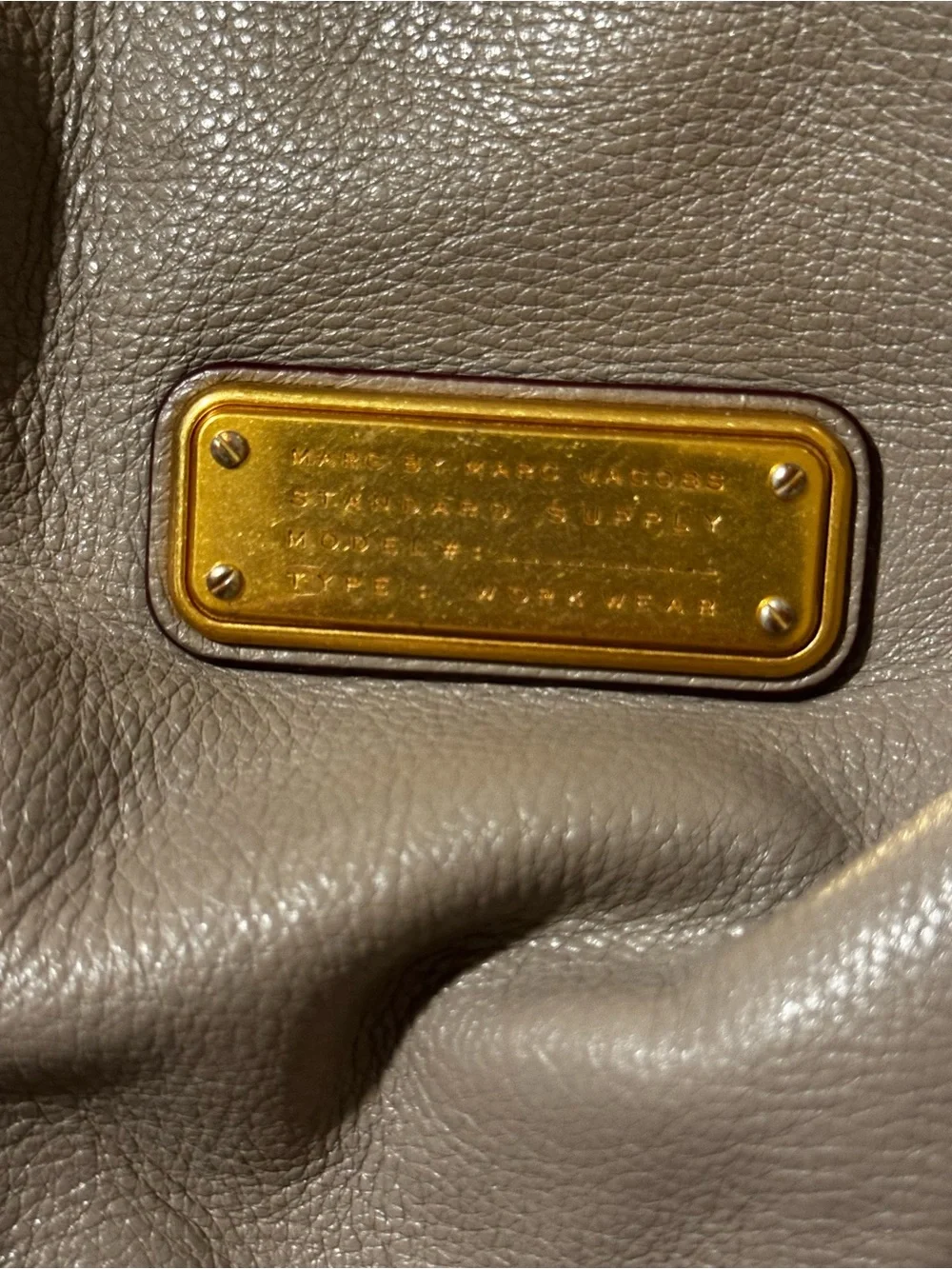 Marc by Marc Jacobs Taupe Pebble Leather Satchel with Gold Plate